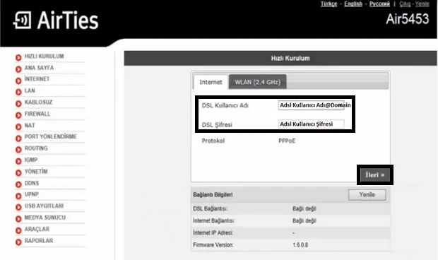 AirTies Air5453 Modem Kurulumu