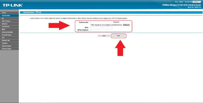 TP Link VN020 G2u Modem Kurulumu ayarları