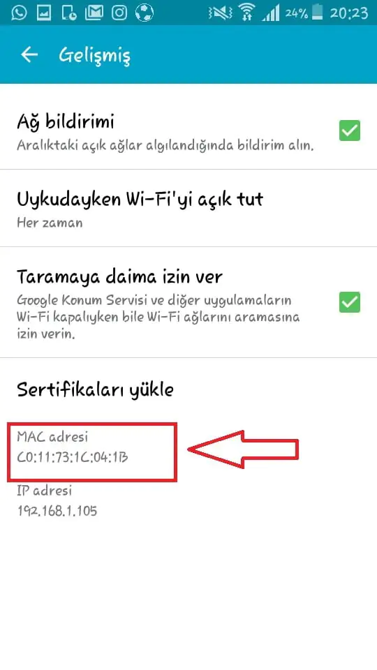 Android Cihazlarda MAC Adresi Öğrenme