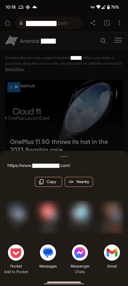 Android Yakındakilerle Paylaş Özelliği Bağlantı Paylaşımı