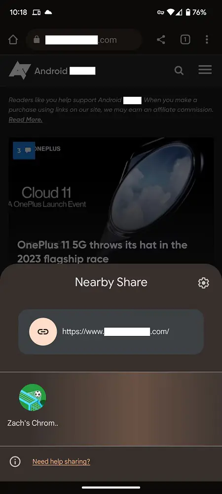 Android Yakındakilerle Paylaş Özelliği Link Paylaşımı