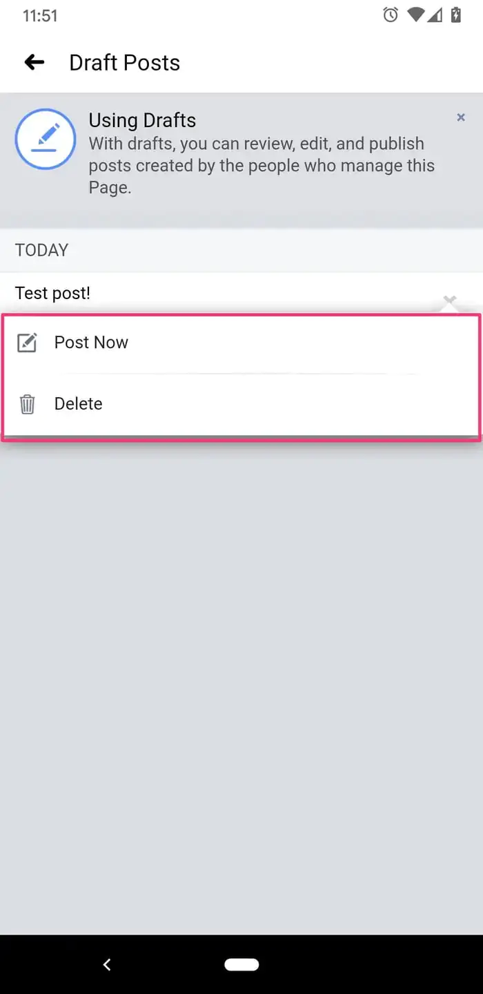 Android’de Facebook Gönderi Taslaklarını Bulma