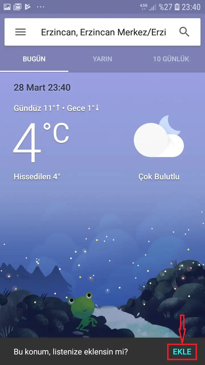 Gizli Hava Durumu Uygulamasını Ana Ekrana Ekleme