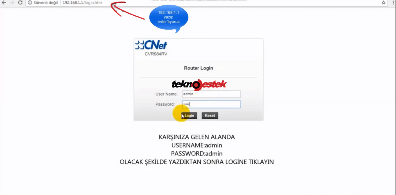 CNet CVR984RV Modem Kurulumu