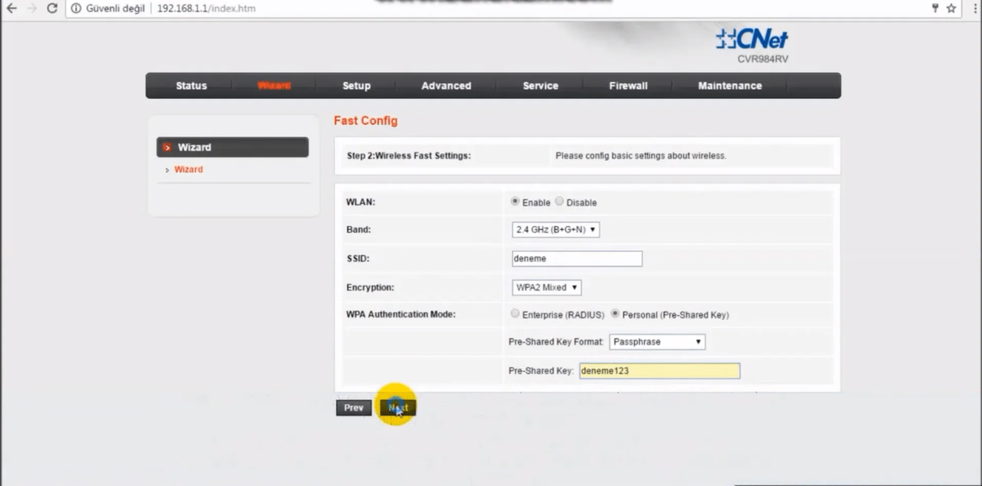 CNet CVR984RV Modem Kurulumu