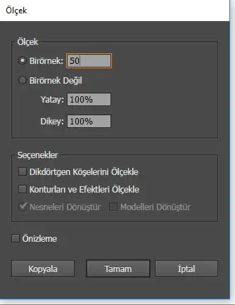 Illustrator CC Bir Nesneyi Belli Bir Ölçekte Küçültme