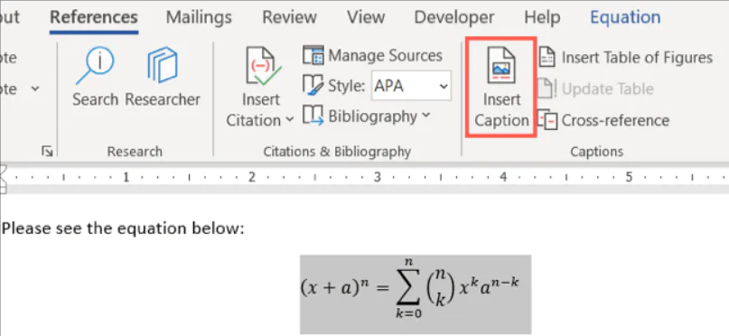 Word'de Denklemleri Numaralandırma