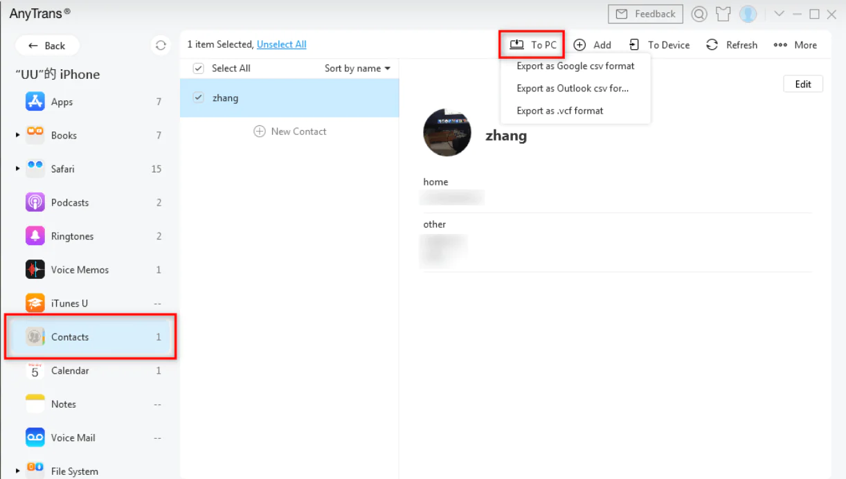 iPhone Kişilerini Excel'e Aktarma