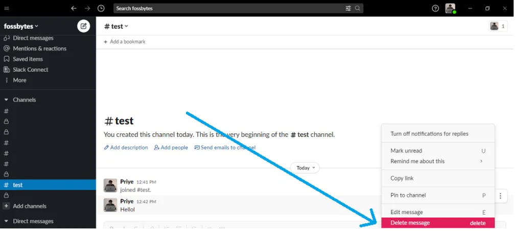 Slack Mesajları Silme