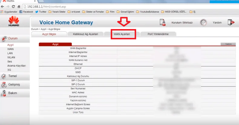 Huawei HG253s Modem Kurulumu