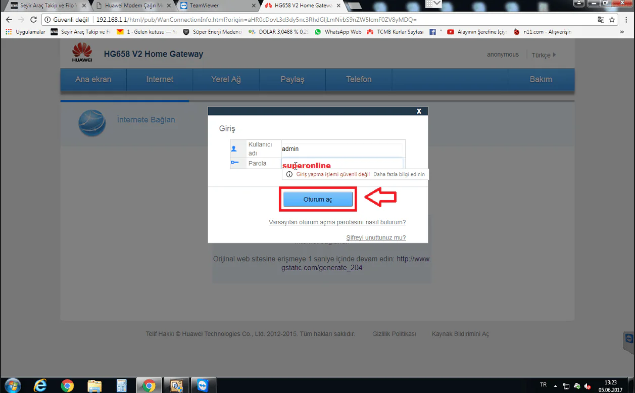 Huawei HG658 V2 Port Açma
