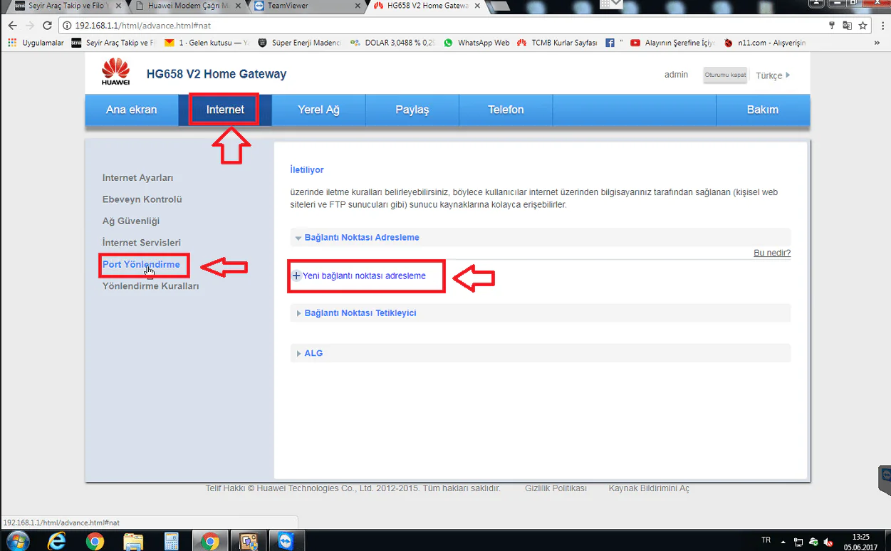 Huawei HG658 V2 Port Açma