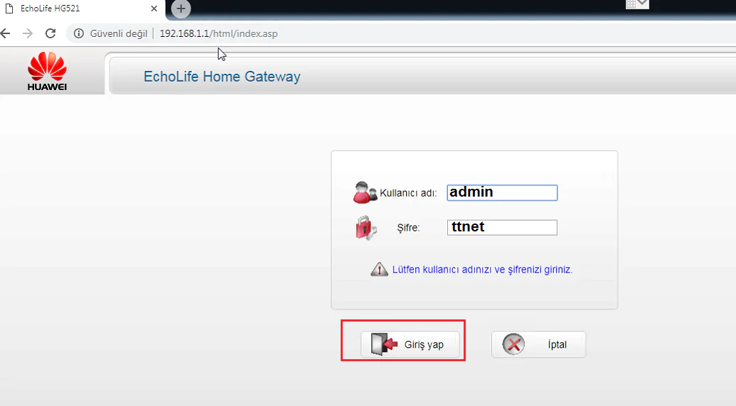Huawei HG 521v1 Modemi Access Point Yapma