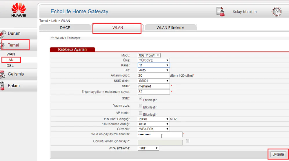 Huawei HG 521v1 Modemi Access Point Yapma