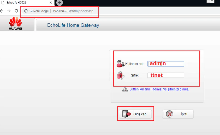 Huawei HG 521v1 Modemi Access Point Yapma