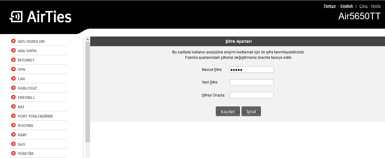 AirTies 5650 Modem Kurulum