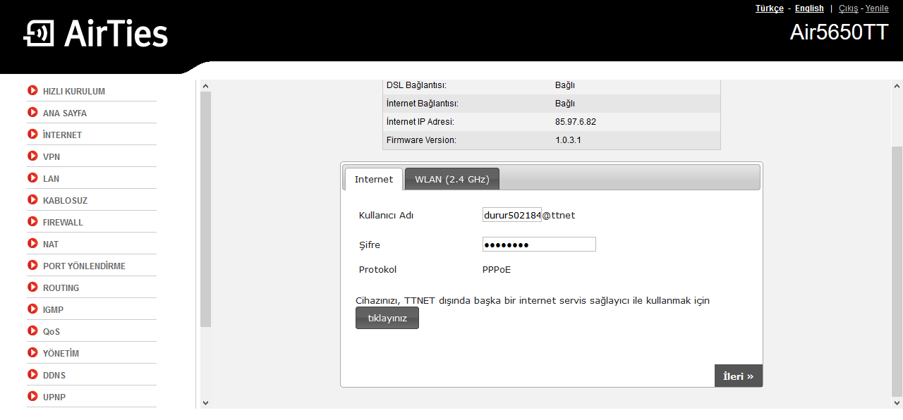 AirTies 5650 Modem Kurulum
