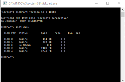 Windows 10’da Biçimlendirilemeyen Diskleri Biçimlendirme 4