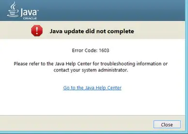 Java 1603 hatası yükleme sorunu