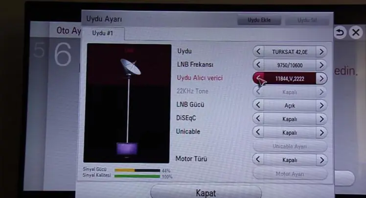LG LED TV Türksat 4A Uydu Ayarları