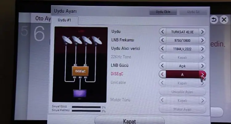 LG LED TV Türksat 4A Uydu Ayarları
