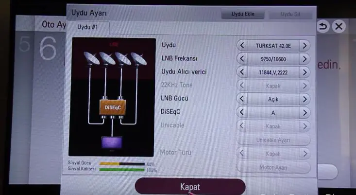 LG LED TV Türksat 4A Uydu Ayarları