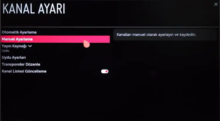 Lg smart tv manuel kanal ekleme