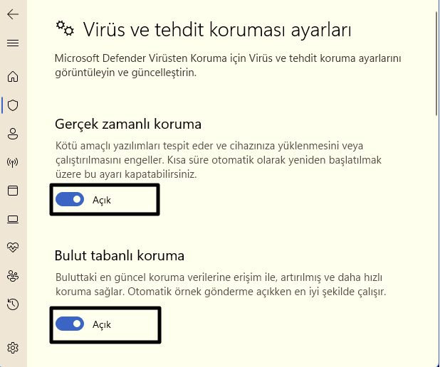 Microsoft Defender Koruma Geçmişi