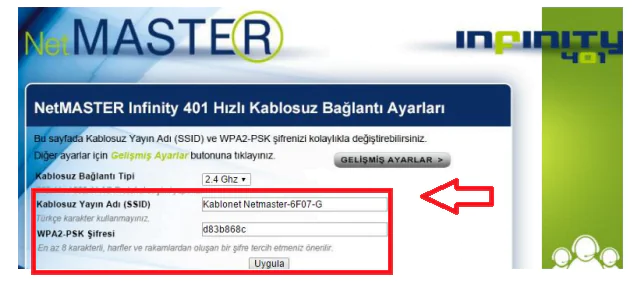 NetMASTER Infinity 401 Modem Kablosuz Ağ Ayarları