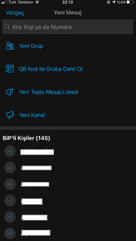 Bip Uygulamasında Rehber Görünmüyor
