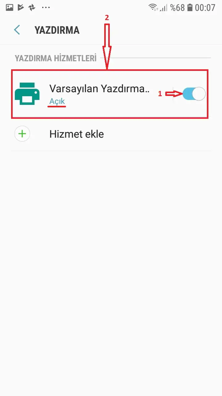 Samsung ve Android Telefonlarda Yazıcı Ekleme