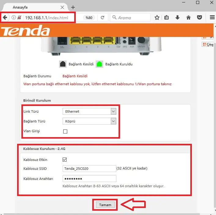 Tenda V300 Access Point Modunda Kurulum