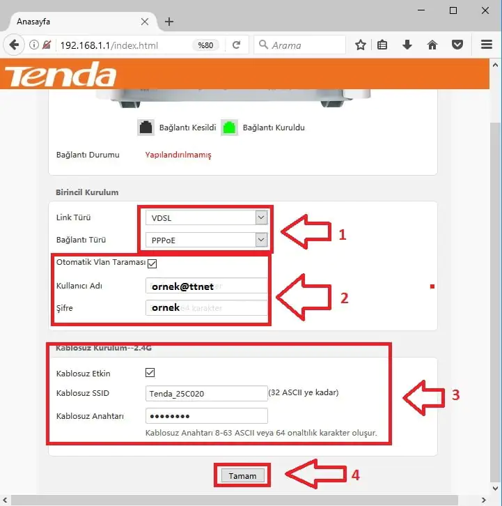 Tenda V300 Modem Kurulum