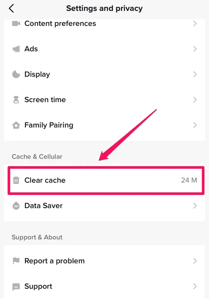 TikTok Önbelleğini Temizleme