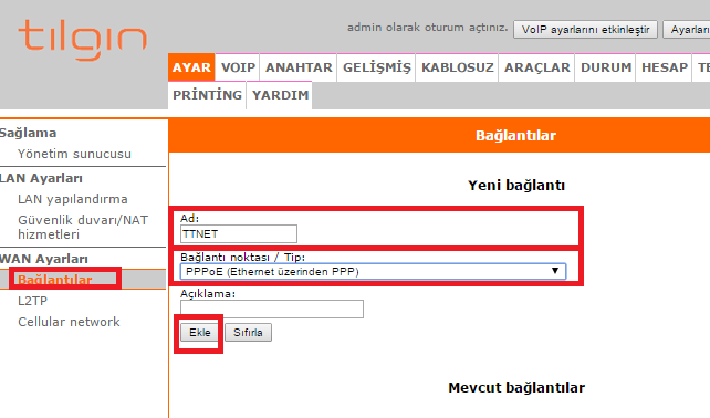 Tılgın HG2331 Modem Kurulumu