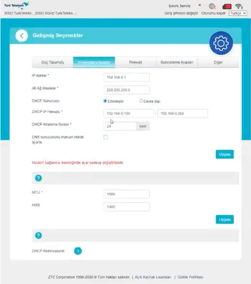 Türk Telekom Magnet Modem Kablosuz Şifre Değişikliği