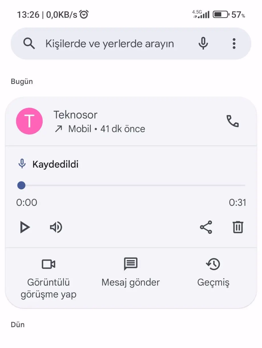Xiaomi cihazlarda sesli arama kaydı alma