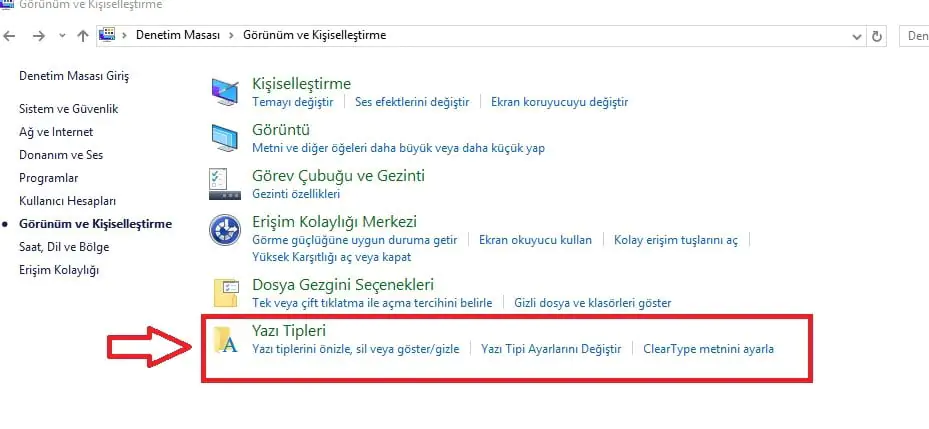 Windows 10 Yazı Tipini Değiştirme