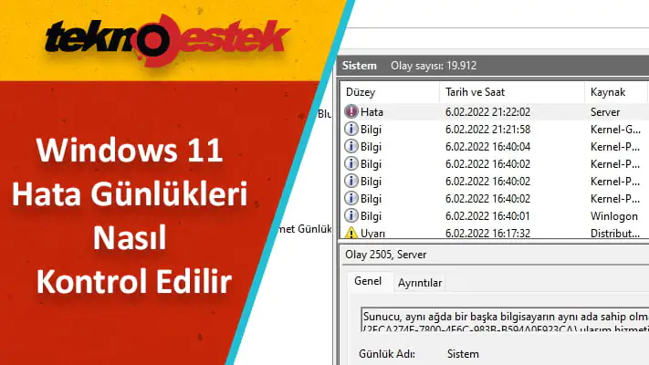 Windows 11 olay günlükleri nasıl kontrol ederim?