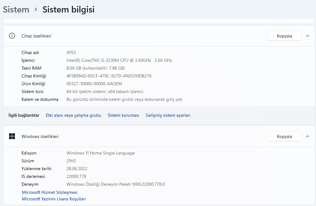 Windows 11 Bilgisayar Özellikleri Nasıl Bulunur