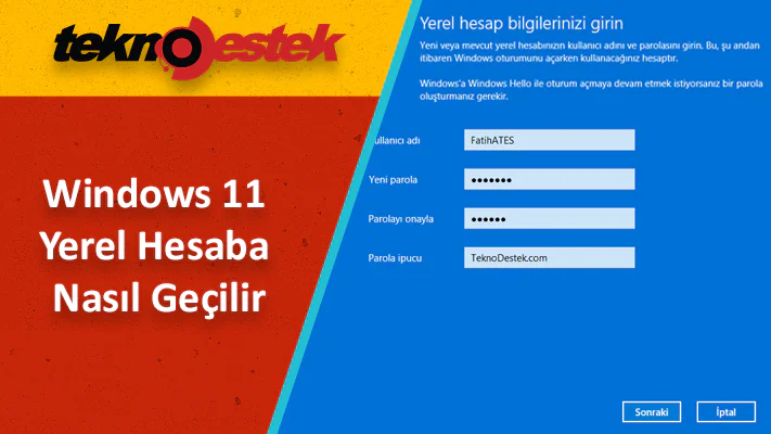 Windows 11'de Microsoft hesabından yerel hesaba geçiş yapın