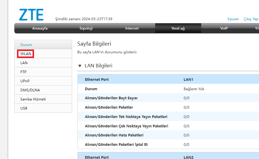 ZTE ZXHN F6600 Kablosuz Ayarlar Yerel Ağ