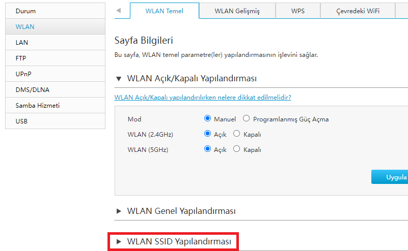 ZTE ZXHN F6600 Kablosuz Ayarlar SSID Yapılandırması