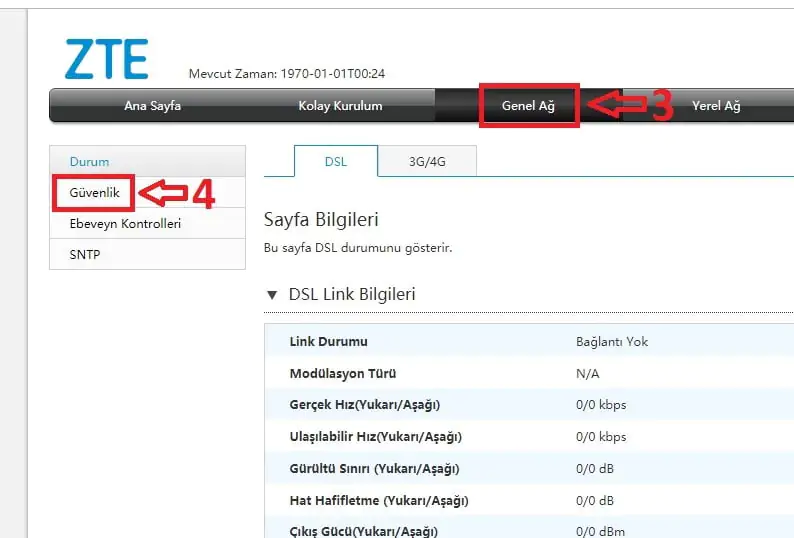 ZTE ZXHN H168A Güvenlik Duvarı Kapatma
