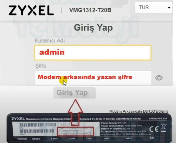 Zyxel VMG1312 T20B Modem Kurulumu