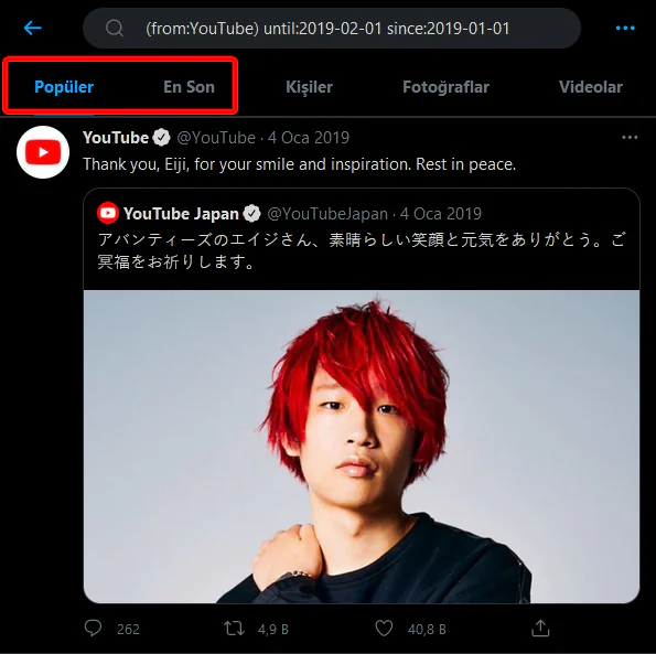 Belirli Bir Tarih veya Zamana Ait Tweet Arama