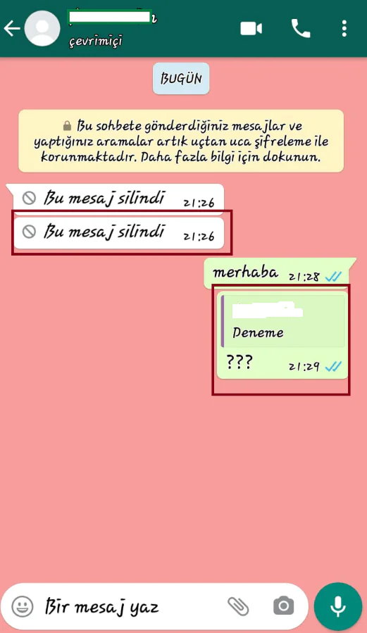 WhatsApp gönderilen mesajların silinmesini engelleme