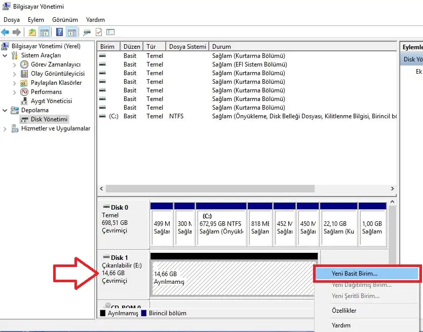 Ayrılmamış Alan Olarak Görünen Disk Nasıl Kullanılır Duruma Getirilir