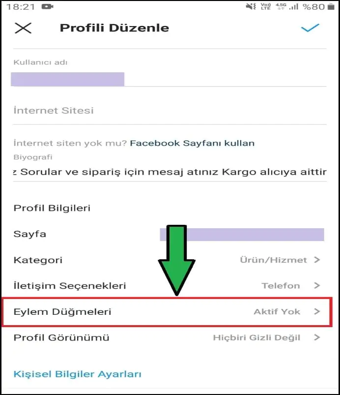 Instagram Eylem Butonu Ekleme