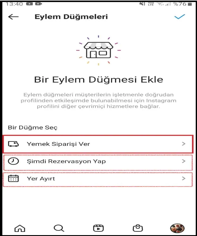 Instagram Eylem Butonu Ekleme